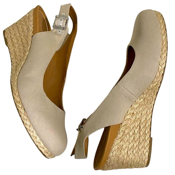 NWT Vionic Coralina Oat Canvas Espadrille Wedge Sandals Size 9 1/2 - Picture 14 of 15